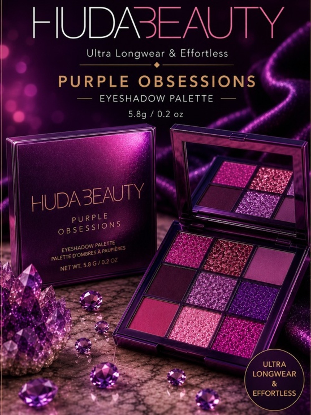 ✨ Huda Beauty Purple Obsessions Eyeshadow Palette NIB 9 Shades